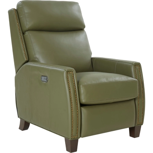 Anaheim Power Recliner w/ Power Head Rest & Lumbar in Giorgio Chive Green Top Grain Leather